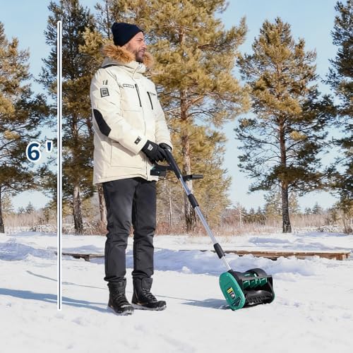 GarveeTech 12 in Cordless Snow Shovel - Brushless Motor Electric Snow Removal Blower, 16.5 FT Snow Thrower with, Clear Heavy, Wet Snow & Throws on Driveway,Walkway Deck,Stair