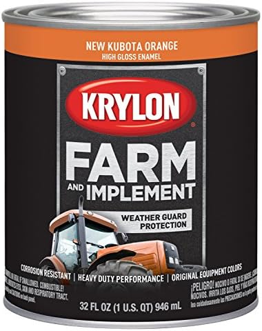 Krylon Farm & Implement Brush On-Paint, High Gloss, New Kubota Orange, 1 Quart
