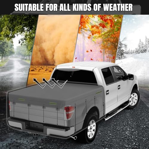 Mid-Size Truck Bed Tarp Cover for Tacoma/Ranger/Frontier 5Ft-5.3Ft Bed