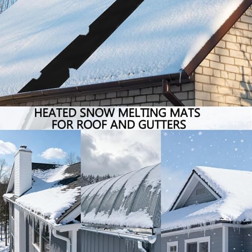 Roof & Gutter Snow De-Icing Heater, Graphene Snow Melting Mat for Roof and Gutters Ice Dam Prevention, Non-Slip Heated Outdoor Mats for Walkway Stairs Steps, Easy to Install 120V(4.7in*16.4ft)