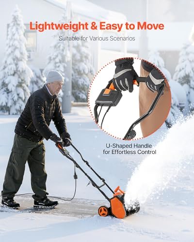 VEVOR Corded Electric Snow Shovel, 12A 17-inch Snow Shovel, 60° Adjustable Chute, 20 ft Throwing Distance, Snowthrower with Dual Safety Switch, Winter Ice Removal Tool for Driveway Sidewalk Patio