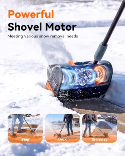 20V Cordless Snow Shovel, Electric Snow Blower with 2×4.0Ah Batteries