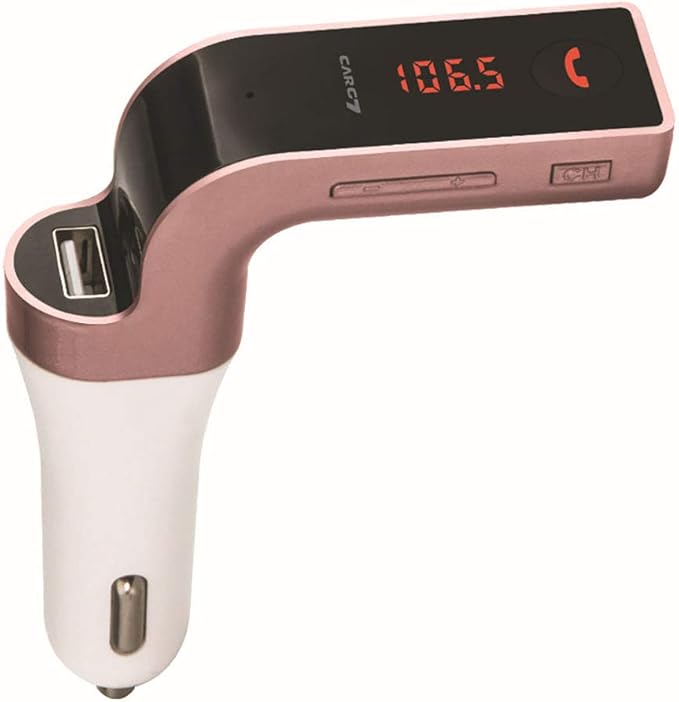 Bluetooth FM Transmitter for Car, Wireless Bluetooth 2.1In-Car Radio Adapter Car Kit with Handsfree Calling, 1 USB Ports, LED Display, Support TF Card, U-Disk, AUX Output,E