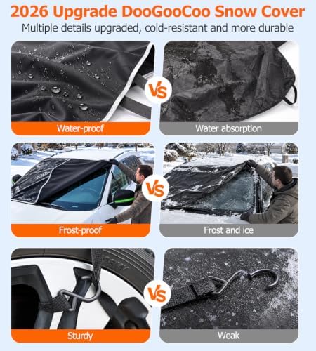 DooGooCoo 3-in-1 Universal Windshield Cover for Ice & Snow with Ice Scraper