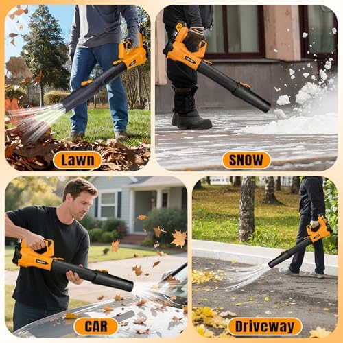 Leaf Blower Cordless 650CFM with 2x4.0Ah Battery & Fast Charger, Orange