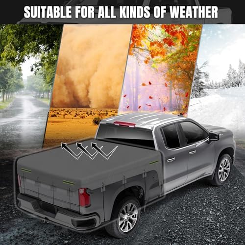 Truck Bed Tarp Cover Replace for Ford F-Series/Silverado/Ram 6.4-6.7ft Bed