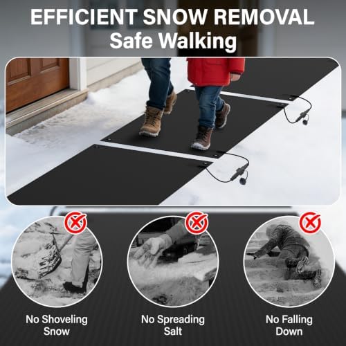 20 x 60in Heated Snow Melting Mats,No-Slip Rubber Heated Outdoor Mats