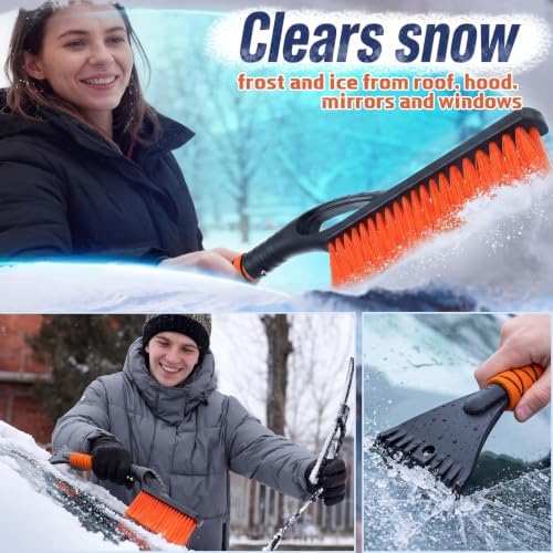 Uiifan 6 Pack 27" Snow Brush and Ice Scraper for Car SUV Truck,Orange