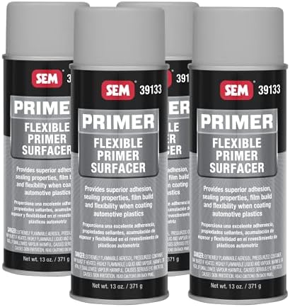 SEM Flexible Primer Surfacer | Quick Drying, Ready to Spray Sandable Primer Paint | Adheres to Difficult Plastics, Hides Minor Surface Defects (4-Pack) |