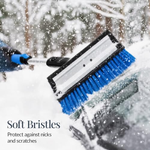 Best Choice Products Snow Brush with Squeegee & Ice Scraper, Up to 39" Extendable Foam Grip, 270° Pivoting Snow Brush for Car Truck SUV, Storage Bag Included - Blue