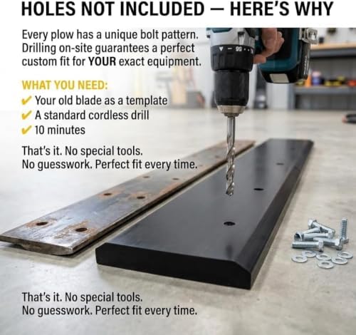 Surface Saver Polyurethane Snow Plow Cutting Edge – Outlasts Rubber 5X – No Surface Damage – Made in USA – Fits Truck ATV UTV Tractor – Holes Not Included – 102" (1"x6")