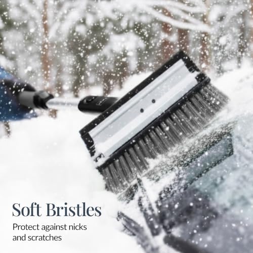Best Choice Products Snow Brush with Squeegee & Ice Scraper, Up to 39" Extendable Foam Grip, 270° Pivoting Snow Brush for Car Truck SUV, Storage Bag Included - Charcoal