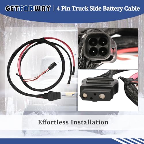 42014 4 Pin Battery Cable Truck Side Compatible with Fisher Western Snowex V-Blade Straight Blade, Expandable Plows