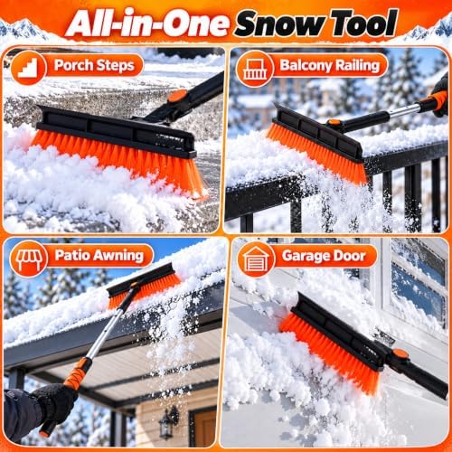 36.4" Extendable 3-in-1 Snow Brush & Ice Scrapers for Car Windshield