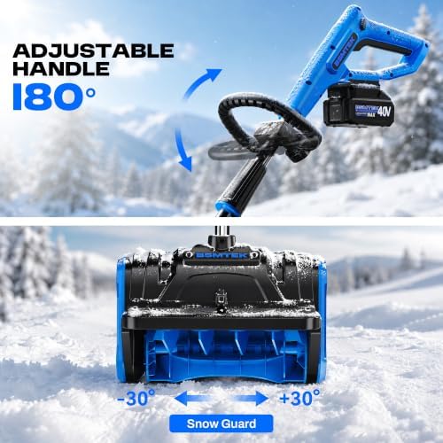40V Cordless Snow Shovel, 13" Brushless Electric Snow Blower with 2 x 4.0Ah Batteries and Charger, 30 FT Throw, 16" Clearing Width, 8" Depth, for Driveway Deck Patio Walkway