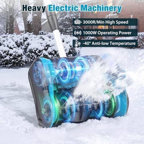 21V Electric Cordless Snow Shovel, 13" Cordless Snow Blower