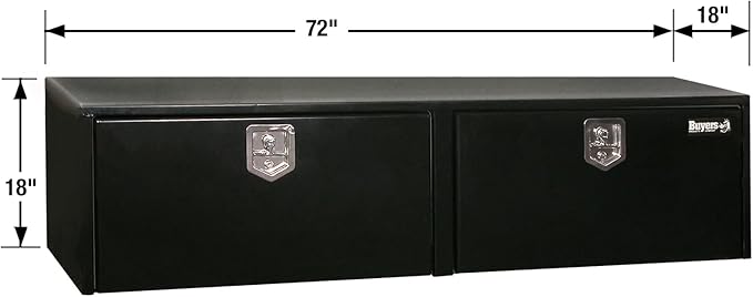 Buyers Products 1702325 Black Steel Underbody Truck Tool Box – 18 x 18 x 72 Inch - Truck Bed & Underbelly RV Storage Box, Locking T-Latch, Weather-Resistant, Heavy-Duty Flatbed Job Box, Made in USA