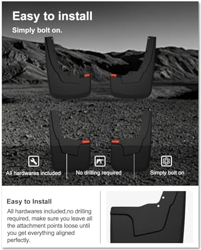 Kiwi Master No Drill Mud Flaps for 2019-2024 Dodge Ram 1500 with Fender