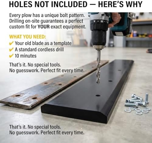 Surface Saver Polyurethane Snow Plow Cutting Edge – Outlasts Rubber 5X – No Surface Damage – Made in USA – Fits Truck ATV UTV Tractor – Holes Not Included – 60" (1"x6")