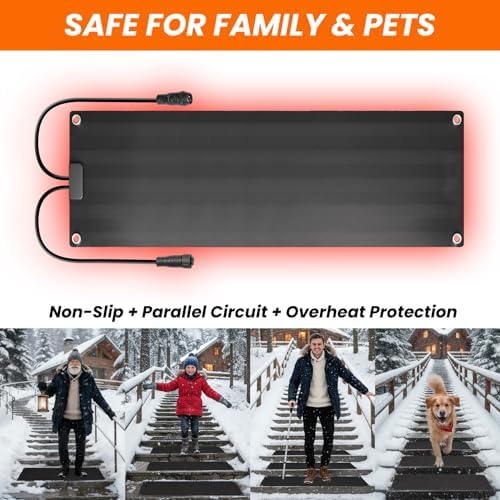 Graphene Snow Melting Mats for Stairs,10"x30" with Plug