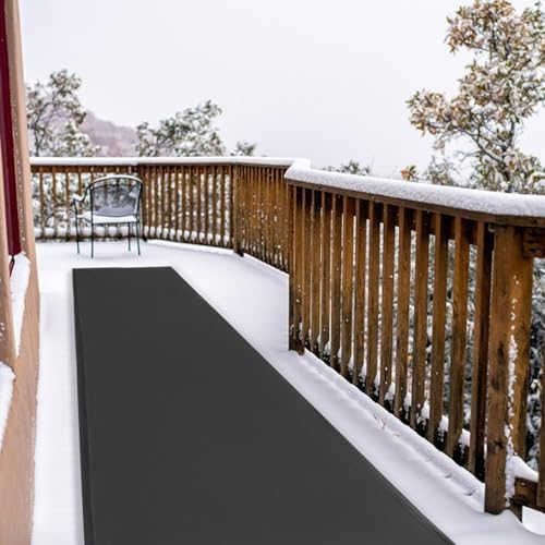Heated Snow Melting Mat, 13in x 10Ft Heated Outdoor Mats with 120 ℉ Setting Temps for Winter Snow Removal, Non Slip PVC Snow and Ice Melting Mat for Walkway Roof Stair