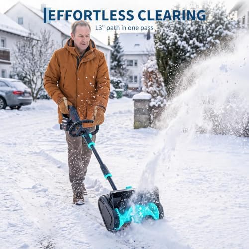 Aptliton 13in Cordless Snow Blower, 20V Electric Snow Shovel, Driveway