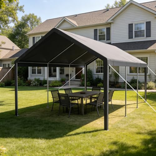 12x20 Heavy Duty Carport Canopy, All-Weather Car Ports, Grey