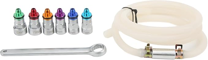 Brake Bleeder Wrench Kit with 6 Adapters, Metal Rubber, Universal for Car SUV Light Truck Motorcycle, 7-12mm, Check Valve & Brake Fluid, Air Elimination, No Wheel Removal or