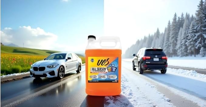 UCS Advanced All-Season Windshield Washer Fluid Winter Protection to -27F | 2-in-1 Bug Wash & Water Beading Technology | Streak-Free Visibility | 1 Gallon Pack of 2