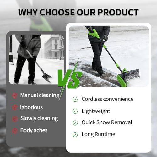 Cordless Snow Shovel, Electric Snow Shovel with Battery and Charger