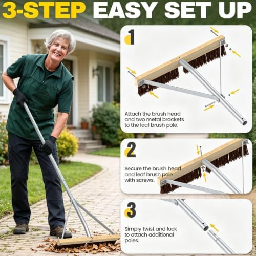Huracan Leaf Roof Brush Year-Round, Snow Roof Rake with Gloves, 5-21ft Adjustable Leaves Snow Removal Tool, Anti-Slip Handle Cleaning Brush Extension Aluminum Poles, for Cars Shingles Solar Panels
