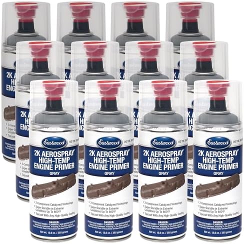 Eastwood 2K Aerospray High Temperature Ceramic Engine Primer Paint | 13.6 oz Aerosol | 12 Pack