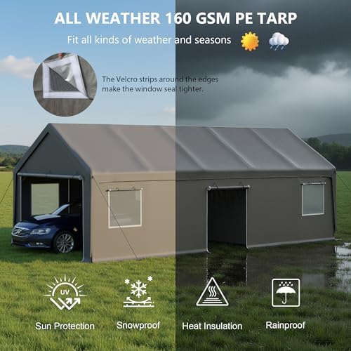 13x26ft Heavy Duty Carport Outdoor Garage Canopy with Weatherproof Shelter