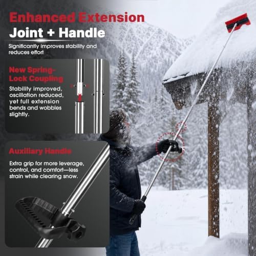 2-in-1 Roof Rake for Snow Removal & Leaf Cleaning, 5-20FT Adjustable