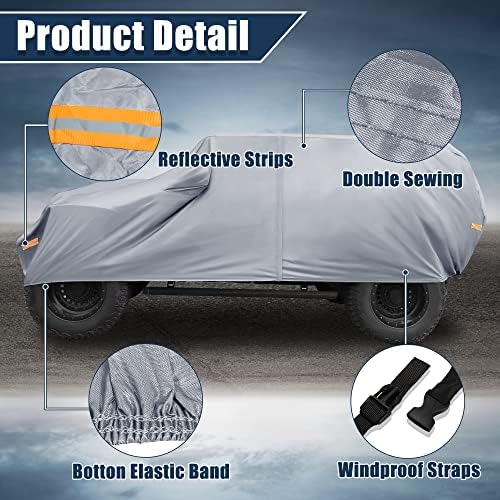 X AUTOHAUX SUV Car Cover for Jeep Wrangler JK JL 4 Door 2007-2021 210D Gray