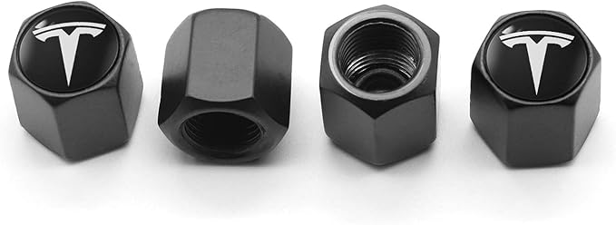 TACTILIAN Car Tire Valve Stem Caps for Tesla Model 3, S, Y, X Accessories | Leakproof Aluminum Tire Valve Caps 4 Pack with Rubber O-Rings Compatible with Tesla Model Y Accessories 2025