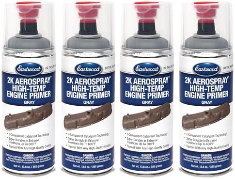 Eastwood 2K Aerospray High Temperature Ceramic Engine Primer Paint | 13.6 oz Aerosol | 4 Pack