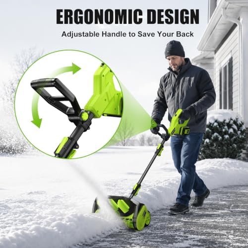 Litekon 40V Brushless Cordless Snow Shovel, 16-Inch Electric Snow Blower with 2X 4.0Ah Batteries & Charger, Battery-Powered Snow Removal with 30FT Throw Distance for Patio, Deck, Driveway,Green
