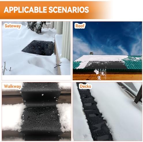 JOJOCY Outdoor Heated Snow Melting Mats, 110V Non-Slip Electric Ice Melting Mats for Driveways, Walkways, Stairs & Sidewalks Weatherproof PVC Heated Mats with 15ft Power Cord (54×305cm(21"×10ft))
