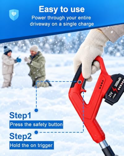 DEGGE Electric Cordless Snow Shovel, 2X 3.0Ah/ 20V/ 12-Inch Battery