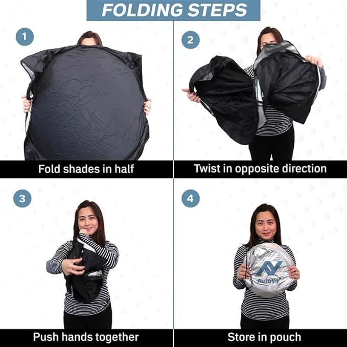 Foldable Car Windshield Sun Shade – 280T Thickened Reflective UV & Heat Shield with Storage Bag, Keeps Interior Cool, Universal Fit for Sedans, SUVs & Trucks – Medium (64" x 32")