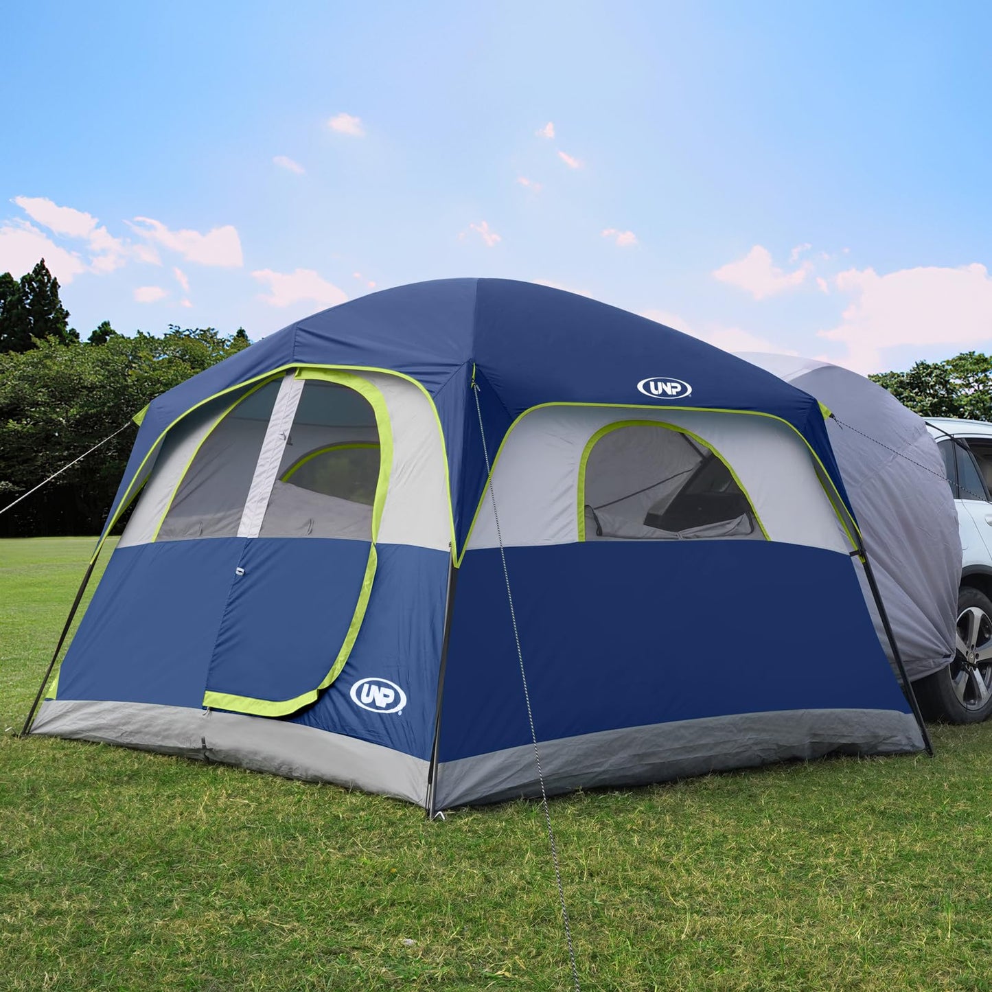 UNP SUV Tent for Camping 6-Person Car Camping Tent SUV Tailgate Tent for Outdoor Easy Set Up Tent with Rainfly 10x9x78in(H) (Dark Blue)