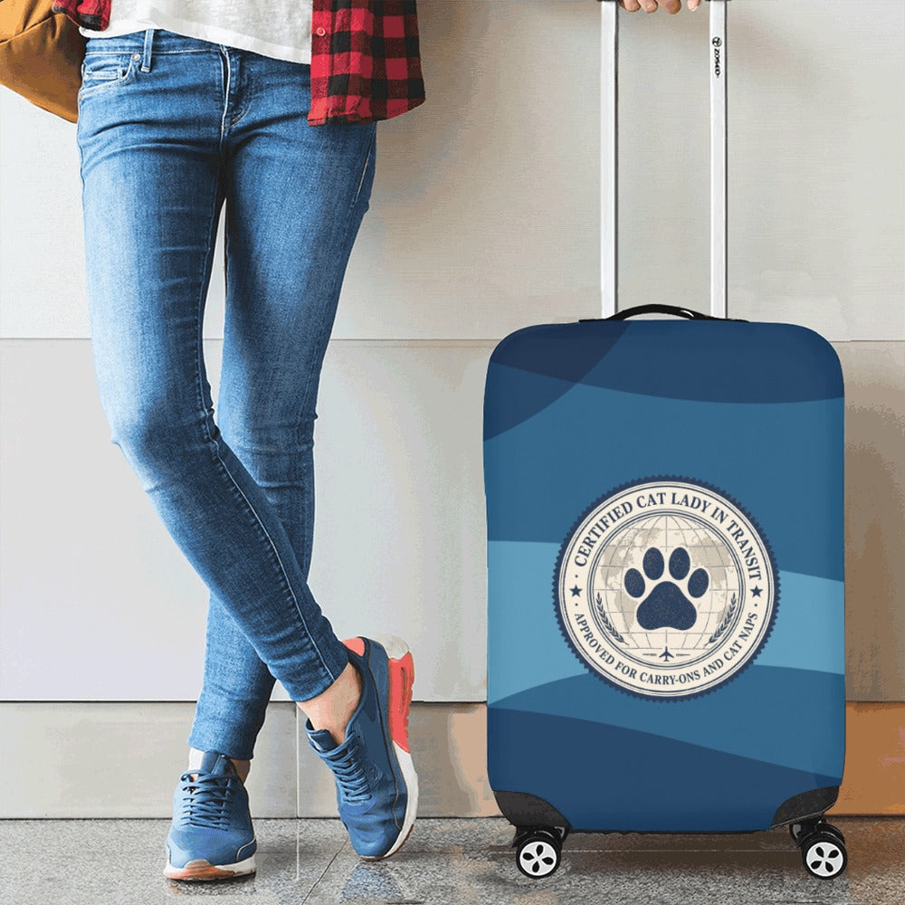 Certified Cat Lady in Transit – Carry-On Approved Luggage Cover (18"–21") (Small)