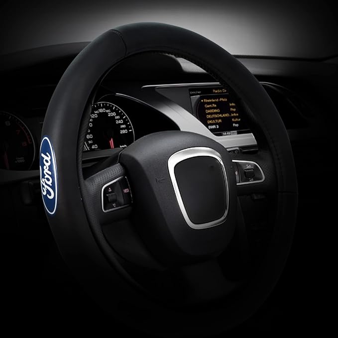 Plasticolor 006743R01 Ford Genuine Leather Steering Wheel Cover