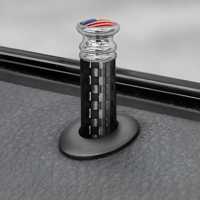 Moly Magnolia 4PCS Car Door Lock Knobs, American Flag Carbon Fiber Door Lock Pin Cover, Decorative Modification Door Lock Bolt Pin Cover, Auto Accessories Universal for SUV, Truck, Van (Red Flag)