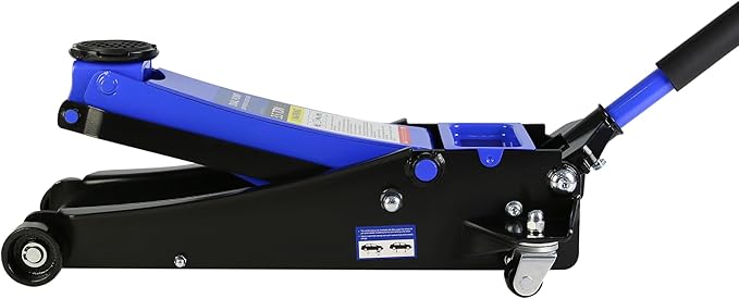 3.5 Ton Low Profile Floor Jack, Heavy Duty With Dual Pistons Quick Lift Pump, Steel Car Adjustable Height 4"-21", Hydraulic Trolley 7000 LBS Capacity, Blue