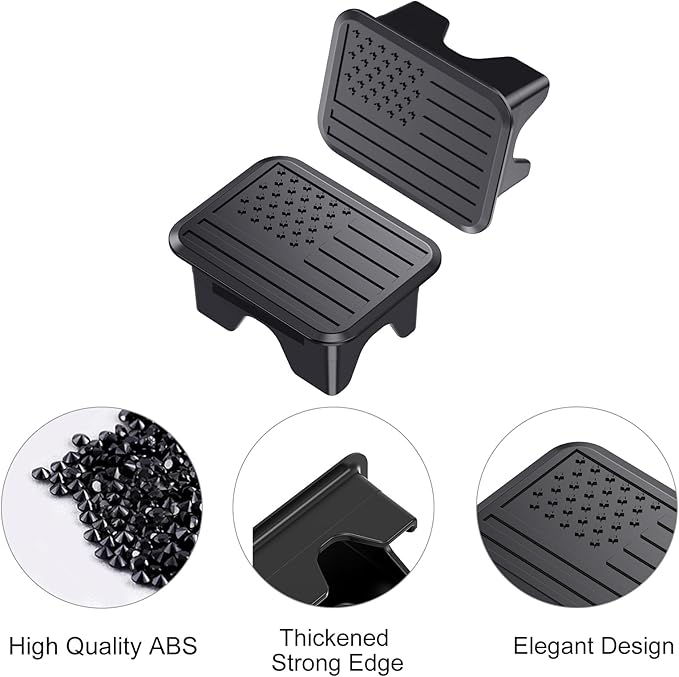 Bed Rail Stake Pocket Covers Compatible with 2019-2026 Dodge Ram 1500 2500, Rear Truck Tonneau Stake Hole Caps Plugs, Weatherproof Snow & Rust Protection Accessories - 2PCS Black Flag