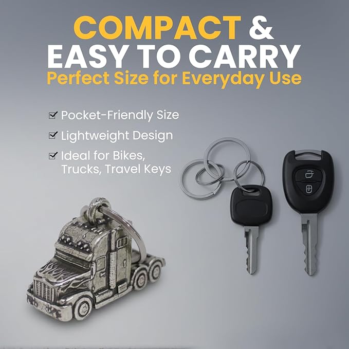 Semi-Truck Bell with Gift Bag - Handcrafted Pewter for Road Safety & Good Luck- Motorcycle Bell Offers Charm & Protection on Every Ride- Carry as a Truck Key Chain for Gifting & Unforgettable Journeys