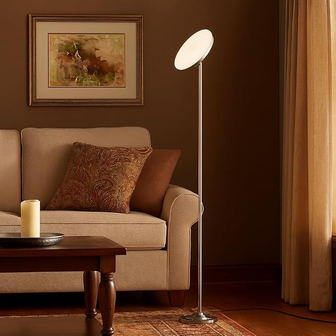 hanaking Floor Lamp, 30W/2600LM Bright Floor Lamp with Remote Control, Stepless Adjust Color Temperatures & Brightness, Torchiere Standing Lamp for Living Room Bedroom Office (Brushed Nickel)