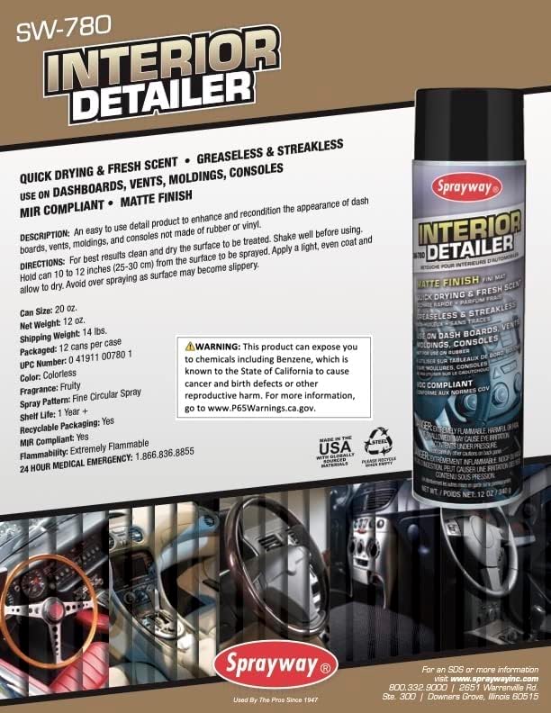 Sprayway SW780-12PK Interior Detailer, 12 oz, Pack of 12